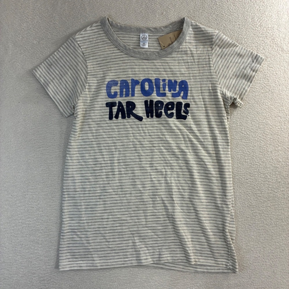 University North Carolina Tar Heels T Shirt‎ Women M Gray Striped Collegiate NWT